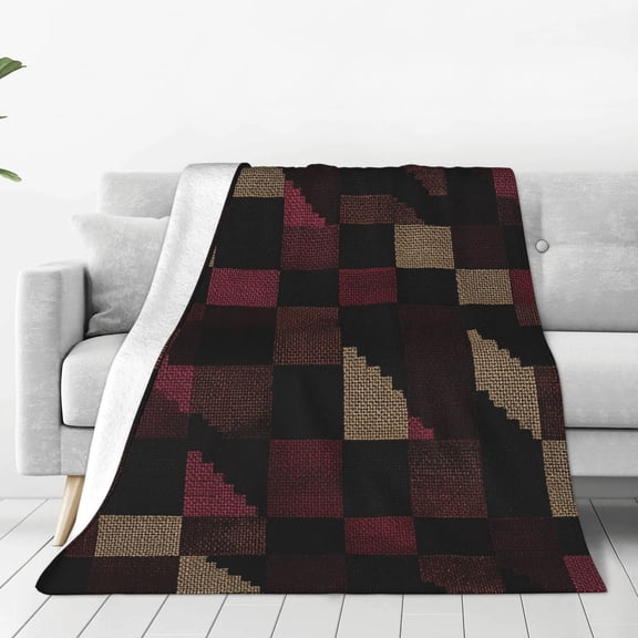 Super Soft Flannel Blanket Light Weight Super Soft Anti Pilling Anti Wrinkle Anti Allergy Fast Dry Easy To Care Darkvoilet Houndstooth Checkered_3 40"X30"