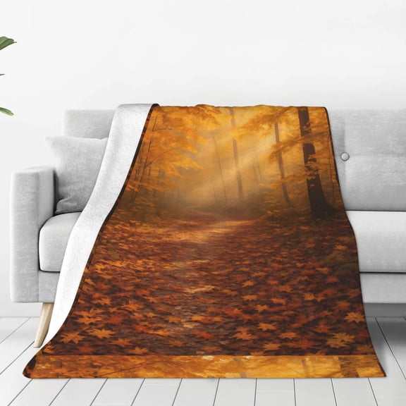 Super Soft Flannel Blanket Light Weight Super Soft Anti Pilling Anti Wrinkle Anti Allergy Fast Dry Easy To Care Forest Path 60"X50"