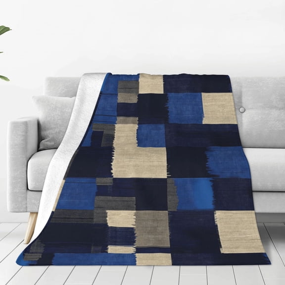 Super Soft Flannel Blanket Light Weight Super Soft Anti Pilling Anti Wrinkle Anti Allergy Fast Dry Easy To Care Plaid Fall Camo Royalblue_3 40"X30"