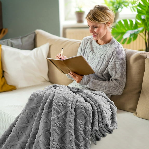 Super Soft Flannel Fleece Blanket | 80x100cm Warm Throw for Sofa Bed & Couch | Cozy Solid Color Blanket for Adults & Kids | 1-Pack