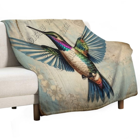 Super Soft Flannel Fleece Throw Blanket With Hummingbird Themed,Super Soft, Warm, Cozy, Fluffy, and Breathable, Perfect Throws for Bed, Couch, Sofa, for All Season Use 30"x40"