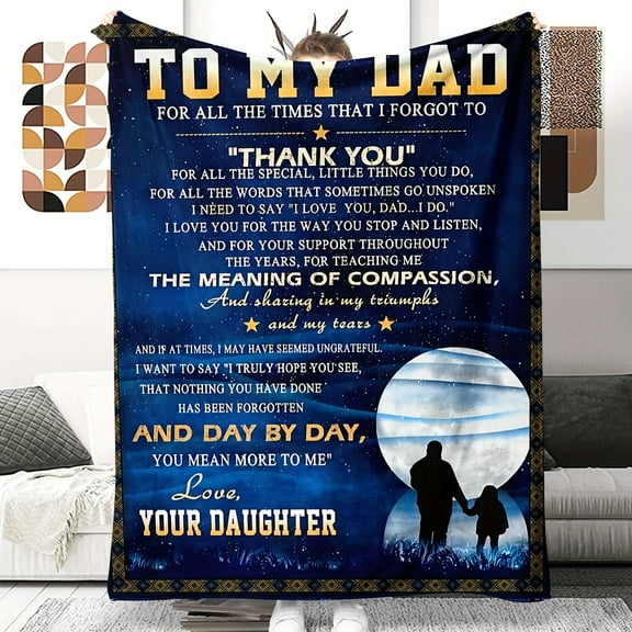 [Super Soft Flannel Throw Blanket] Dear Dad Super Soft Flannel Throw Blanket - Perfect Father's Day, Anniversary & Birthday Gift, Ideal for Bed & Sofa, All-Season Comfort