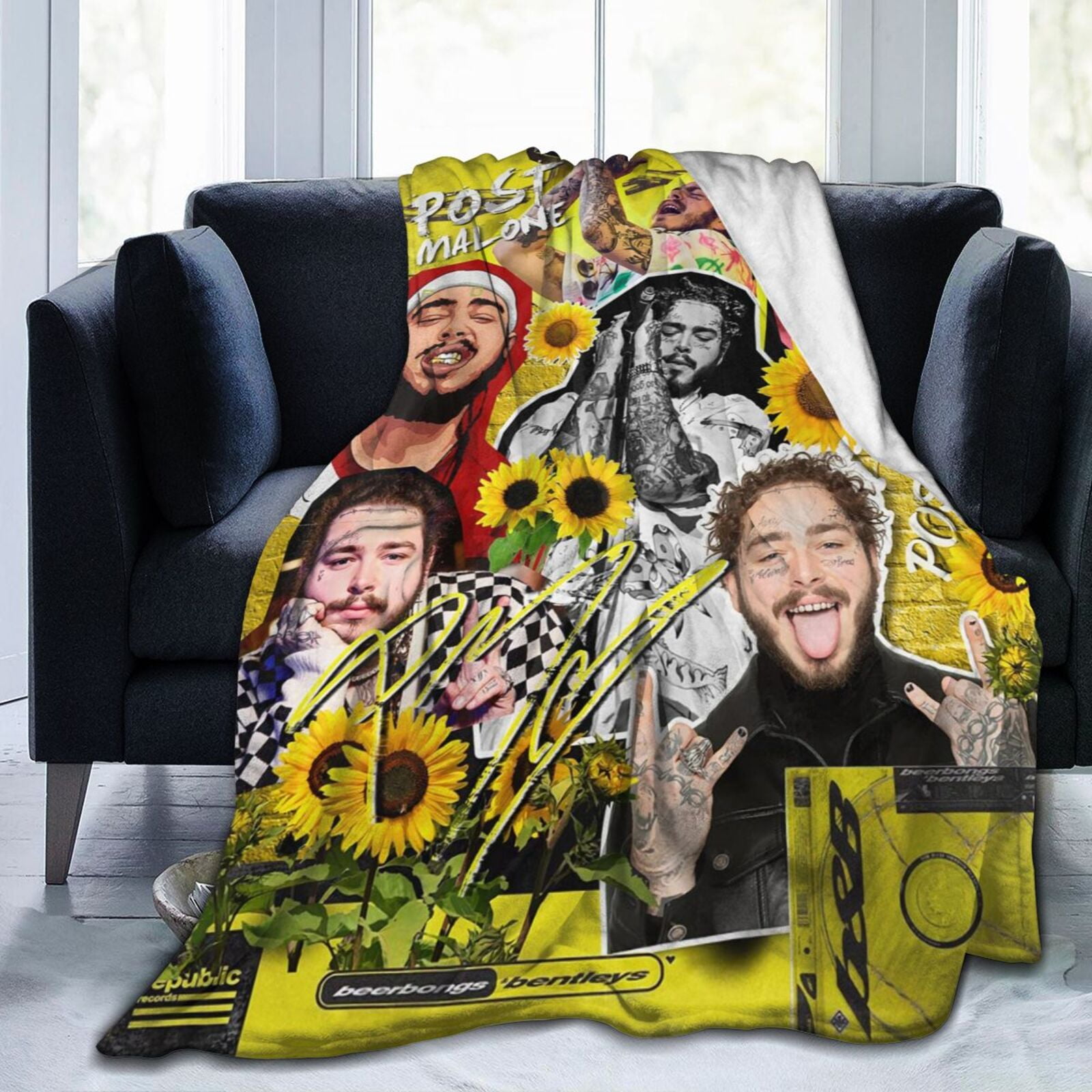 Super Soft Flannel Throw Post Malone Blanket 50 X40 For Bed Sofa Camping Cold Cinema Or Travel Gift For Your Family And Friend
