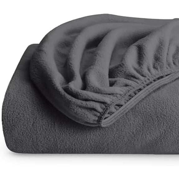 Super Soft Fleece Fitted Sheet - Full Extra Long Size - Extra Plush Polar Fleece, No-Pilling - Deep Pocket - All Season Cozy Warmth (Full XL, Grey)