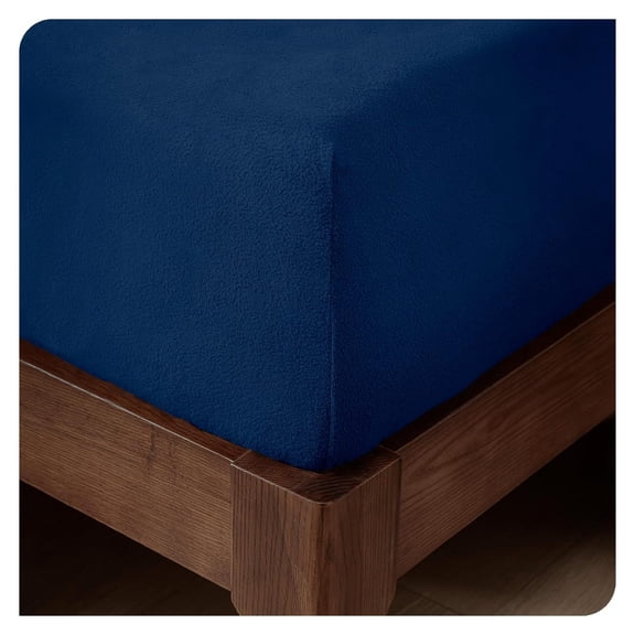 Super Soft Fleece Fitted Sheet - Full Size - Extra Plush Polar Fleece - Deep Pocket - All Season Cozy Warmth (Full, Dark Blue)
