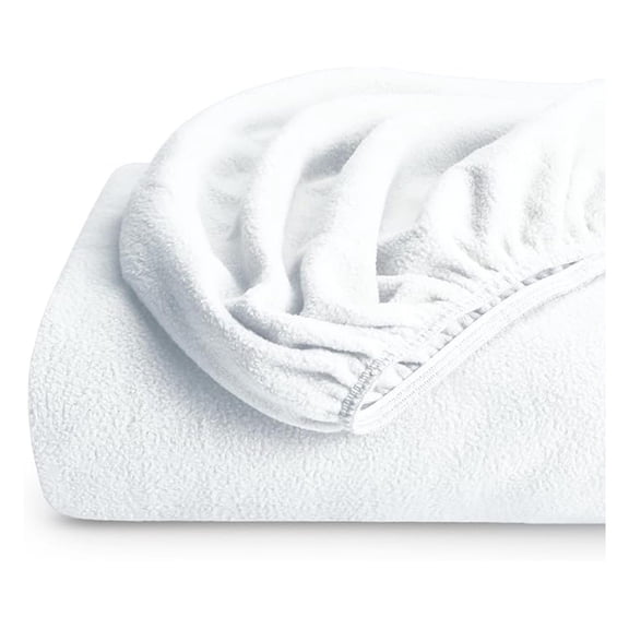Super Soft Fleece Fitted Sheet - Queen Size (2 Pack) - Extra Plush Polar Fleece, No-Pilling - Deep Pocket - All Season Cozy Warmth (Queen, White)