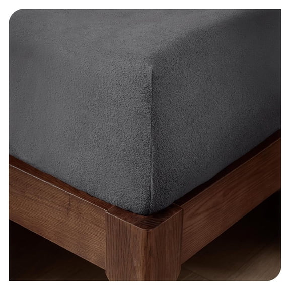 Super Soft Fleece Fitted Sheet - Queen Size - Extra Plush Polar Fleece, No-Pilling - Deep Pocket - All Season Cozy Warmth (Queen, Grey)