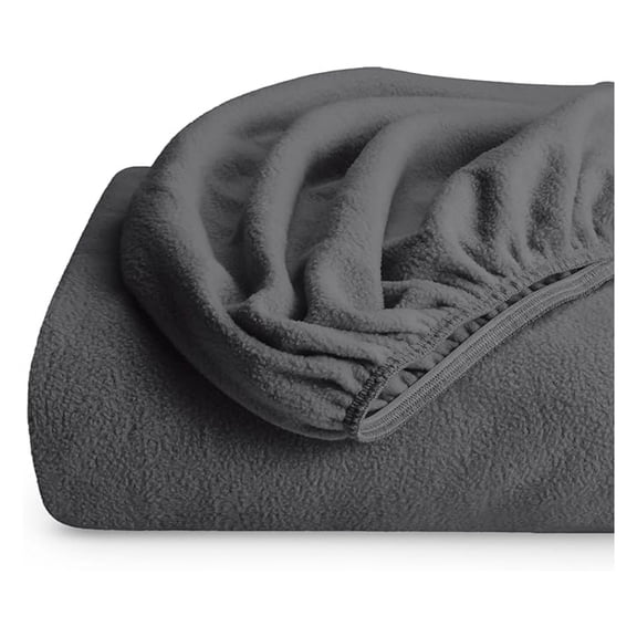 Super Soft Fleece Fitted Sheet - Split King Size - Extra Plush Polar Fleece - Deep Pocket - All Season Cozy Warmth (Split King, Grey)
