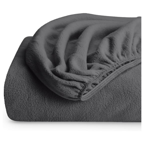 Super Soft Fleece Fitted Sheet - Twin Extra Long Size - Extra Plush Polar Fleece, No-Pilling - Deep Pocket - All Season Cozy Warmth (Twin XL, Grey)