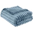 thumbnail image 1 of Super Soft Throw Blanket Fuzzy Plush Flannel Throw 47.24x78.74 Inch, Warm Cozy Ribbed Microfiber Blanket for Sofa Couch Bed, Lightweight Striped Blanket, Bed Blankets, Dark Blue, 1 of 5