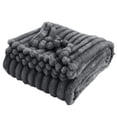 thumbnail image 1 of Super Soft Throw Blanket, Ribbed Fuzzy Couch Blanket, Lightweight All Season Bed Throw, Decorative Blanket, Thick Warm Furry Cozy Gifts (Black, 78.7x70 Inches), 1 of 5