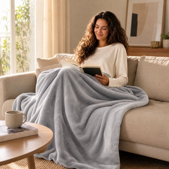 Super Soft Fleece Throw Blanket Thick Warm Flannel Blanket Cozy Plush Blanket for Sofa Couch Bed Living Room Christmas Thanksgiving Home Decor(Gray-S)
