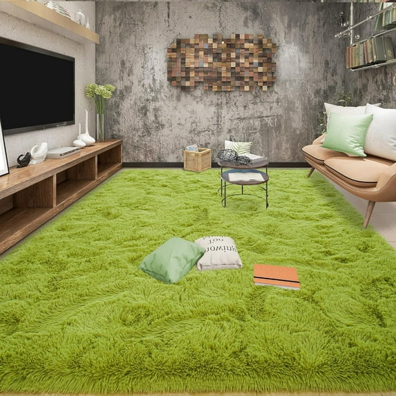 Super Soft Fluffy Rug for Bedroom, Modern Shaggy Rug Fuzzy Kids Rug for Living Room, Plush Indoor Nursery Home Decor Rug with Non-Slip Bottom, Grass Green, 6 X 9 Feet