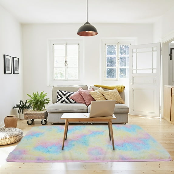 Super Soft Fluffy Solid Plush Shag Rug Shaggy Area Rugs or Runner Bedroom Living Room Rectangle Anti-skid Carpet Washable Floor Mat