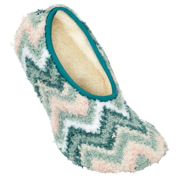 Super Soft Granite Green Chevron Large (9.5-11) Slip Resistant Women s Slippers