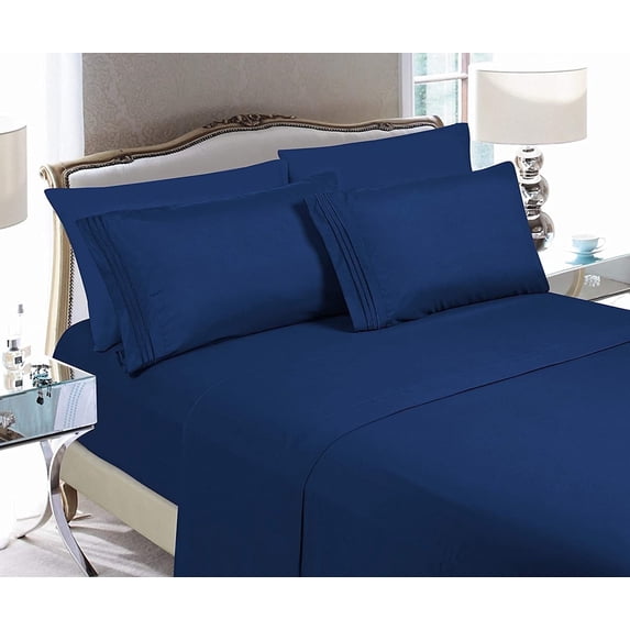 Super Soft Hotel Collection Pillowcase Set - Wrinkle & Fade Resistant, Silky Microfiber, King Size, Navy Blue