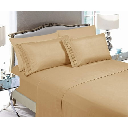 Super Soft 1500 Series Deep Pocket 4 Piece Bed Sheet Set, Microfiber, Full, Gold