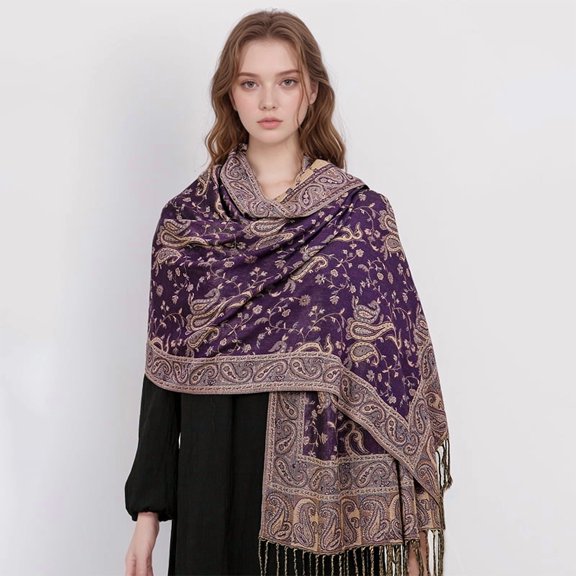 Super Soft Jacquard Fringe Scarf, Oversized Winter Wrap Shawl for Women, 70x190cm,70x190cm,15