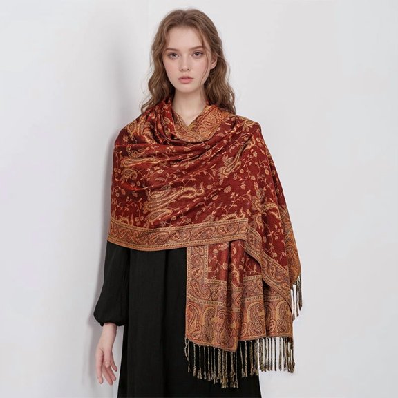 Super Soft Jacquard Fringe Scarf, Oversized Winter Wrap Shawl for Women, 70x190cm,70x190cm,16