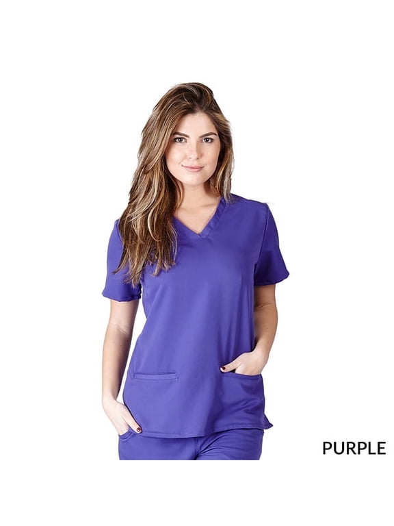 Super Soft Junior Medical Scrub Top Premium Womans Junior Fit 3 Pocket Mock Wrap Top 8117