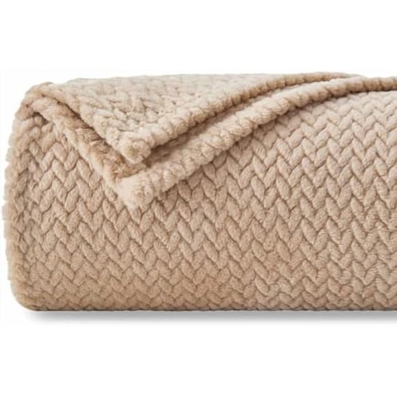 Super Soft King Blanket Brown Premium Silky Flannel Fleece Leaves Pattern Lightweight Bed Blanket All Season Use (Brown, King(90"x110"))