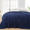 thumbnail image 1 of Super Soft King Blanket Dark Navy Premium Silky Flannel Fleece 3D Checkered Lightweight Bed Blanket All Season Use (Dark Navy Checkered, King(90"x110")), 1 of 5