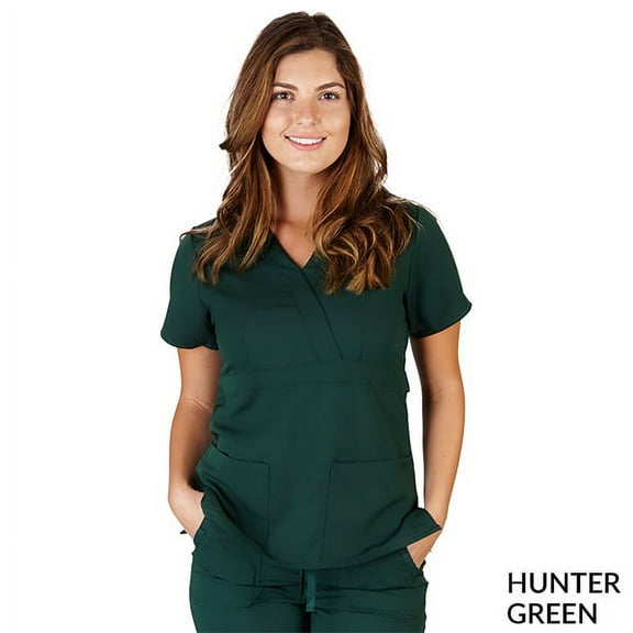 Super Soft Medical Scrub Top Premium Womans Junior Fit 3 Pocket Mock Wrap Top 8115