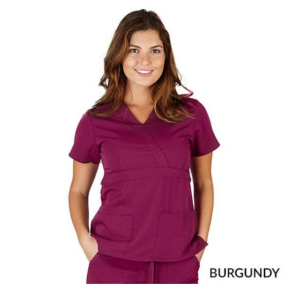 Super Soft Medical Scrub Top Premium Womans Junior Fit 3 Pocket Mock Wrap Top 8115