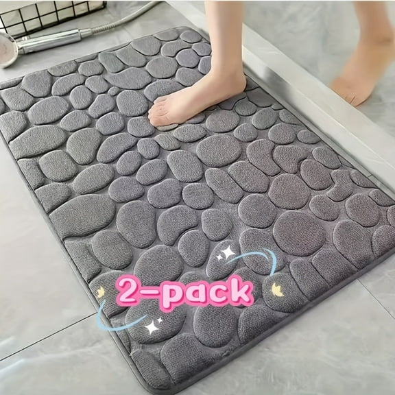 Super Soft Memory Sponge Bath Mat, Bathroom Non-Slip Mat, Pebble Pattern - Quick Drying, Non-Slip, Machine Washable - The perfect match for bathroom decoration and shower