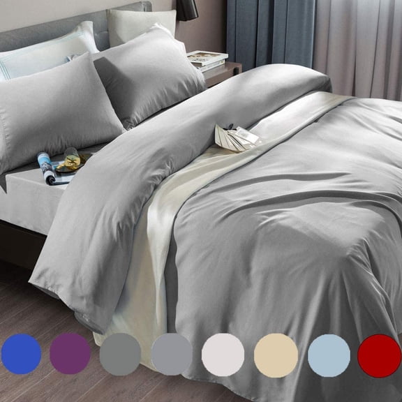 Super Soft Microfiber 6 Piece Bed Sheet Set with Deep Pockets for Queen Size Mattress Grey