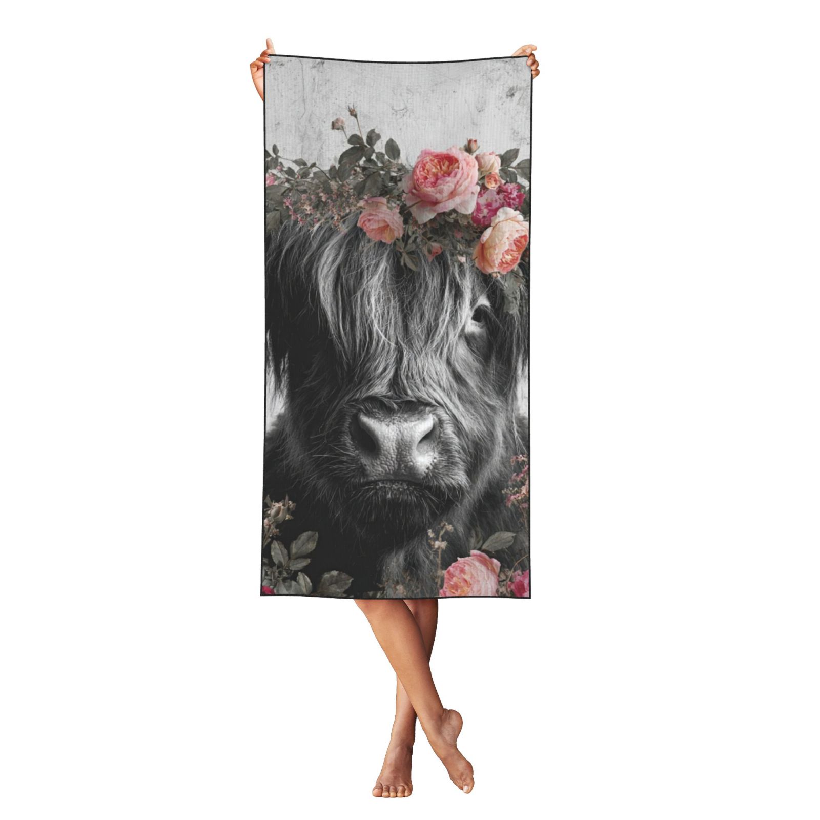 Western Cowboy Beach Towel – Funny Orange Rodeo Print, Microfiber, 32x52 Inches - View #6