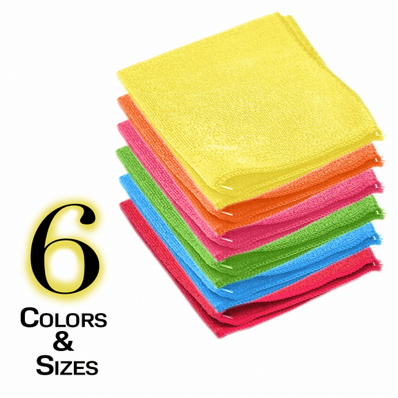 Super Soft Microfiber Cleaning Cloth - Set of 12 Red Washcloths - 12 x 12 Inches - By Etienne Alair