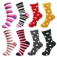 thumbnail image 1 of Female Microfiber Colorful Striped Polka Dot Slipper Socks - 8H - Size(4-10) - 8 Pair Value Pack, 1 of 8