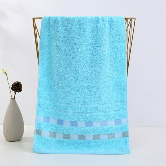 Super Soft Microfiber Hand Towel, Highly Absorbent & Quick-Dry, Large 30x14 Inch Blue Striped Towel for Bathroom, Gym, Travel