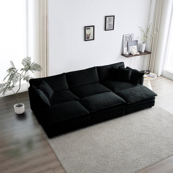 Deep Seat U-shaped Sectional Couch with Premium Chenille - Create Your Own Home Theater