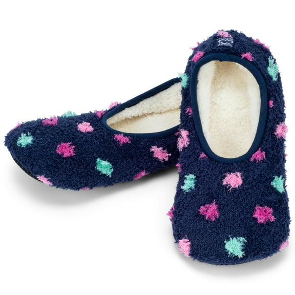 Super Soft Navy Blue Polka Dots Small (5.5-7) Slip Resistant Women's Slippers