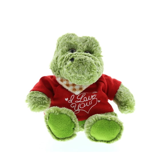 Super Soft Plush Dollibu Sitting Green Alligator Red I Love You Shirt Valentines Plush