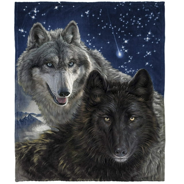 Dawhud Dire Super Soft Eclipse Wolves Fleece Throw Blanket 50"x60