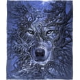 Super Soft Cozy Wolf Animal Print Plush Fleece Throw Blanket (Eclipse ...