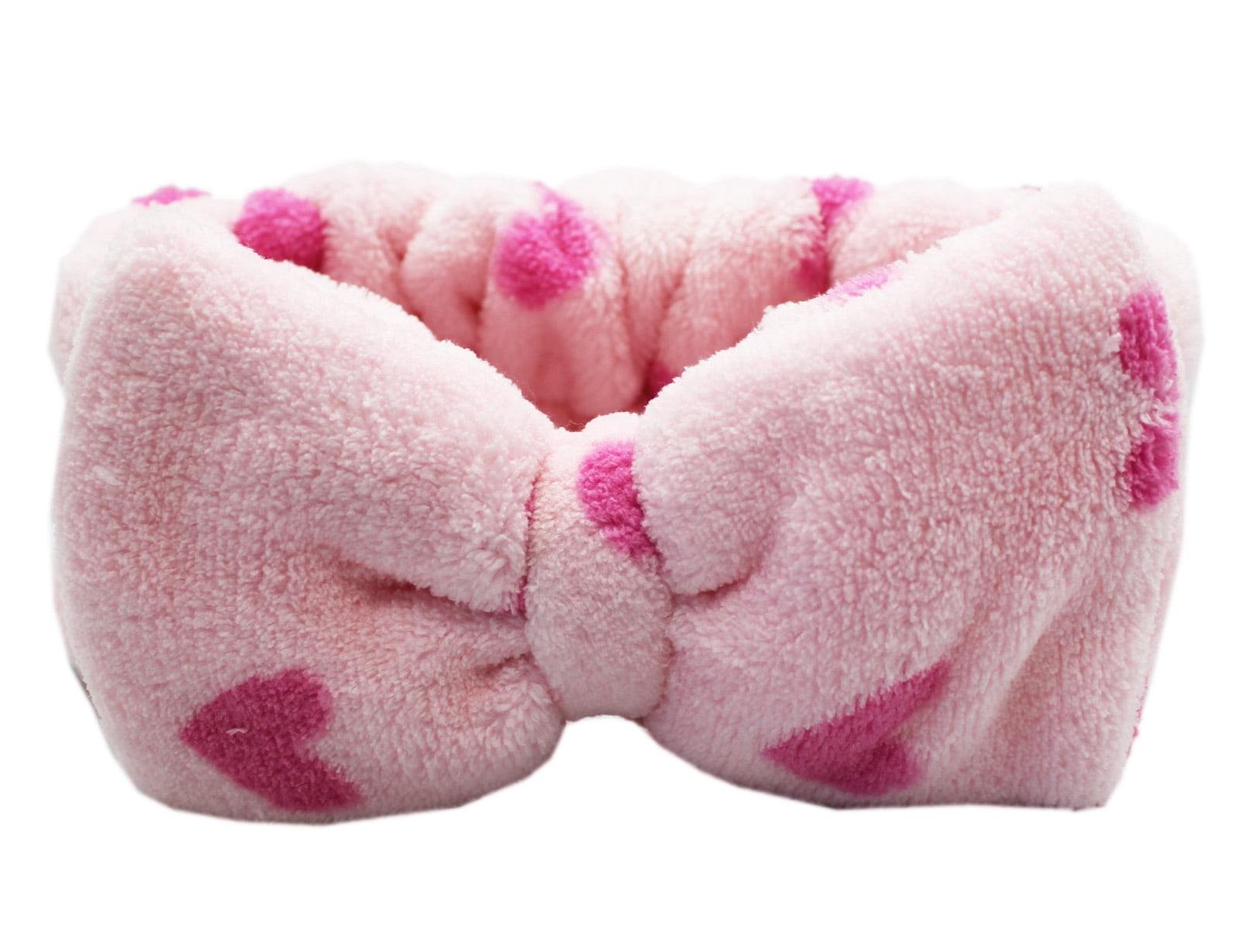 Super Soft Plush Pink Polka Dotted Hair Bow Headband - Walmart.com