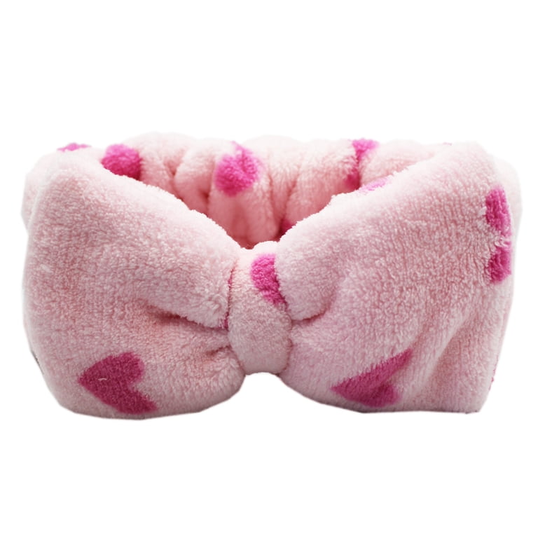 Super Soft Plush Pink Polka Dotted Hair Bow Headband  display picture 1