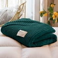 thumbnail image 1 of Super Soft Queen Blanket Green Premium Silky Flannel Fleece 3D Ribbed Jacquard Lightweight Bed Blanket All Season Use (Green Ribbed, Queen(71"x79")), 1 of 6