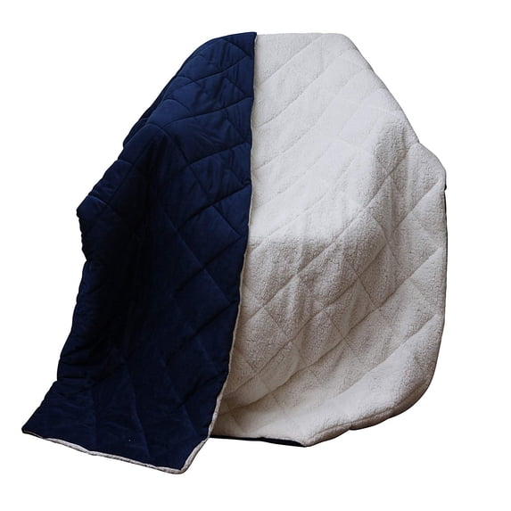 Super Soft Quilted Navy Navy Blue and Fleece Throw Blanket