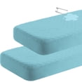 thumbnail image 1 of Super Soft and Quilted Toddler Waterproof Fitted Sheets Set of 2, Machine Washable Crib Mattress Protectors with Deep Pocket, Toddler-Standard, 28 x 52 Inches, Aqua Blue, 1 of 7