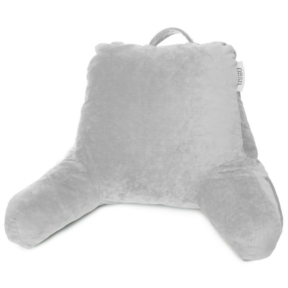 Super Soft Reading Pillow, TV & Bed Rest Pillow, Arms Support W/ Pockets -Silver