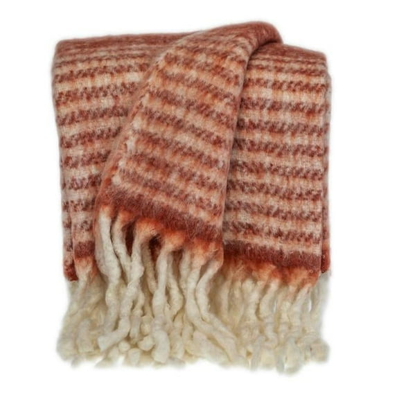 Super Soft Red & White Chevron & Striped Handloomed Throw Blanket