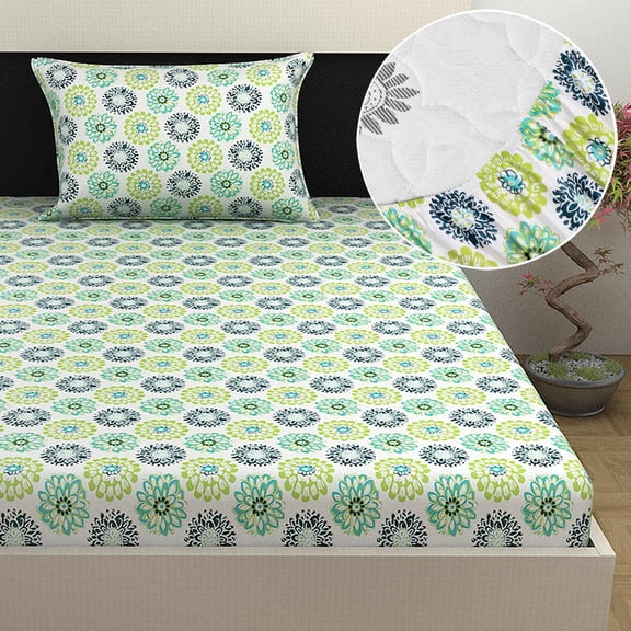 Super Soft Single Fitted Bedsheet With 1 Pillow Cover | 57 X 78 + 6 Inches, Multicolor - Perfect For Use In Bedrooms, Guest Rooms, Dormitories