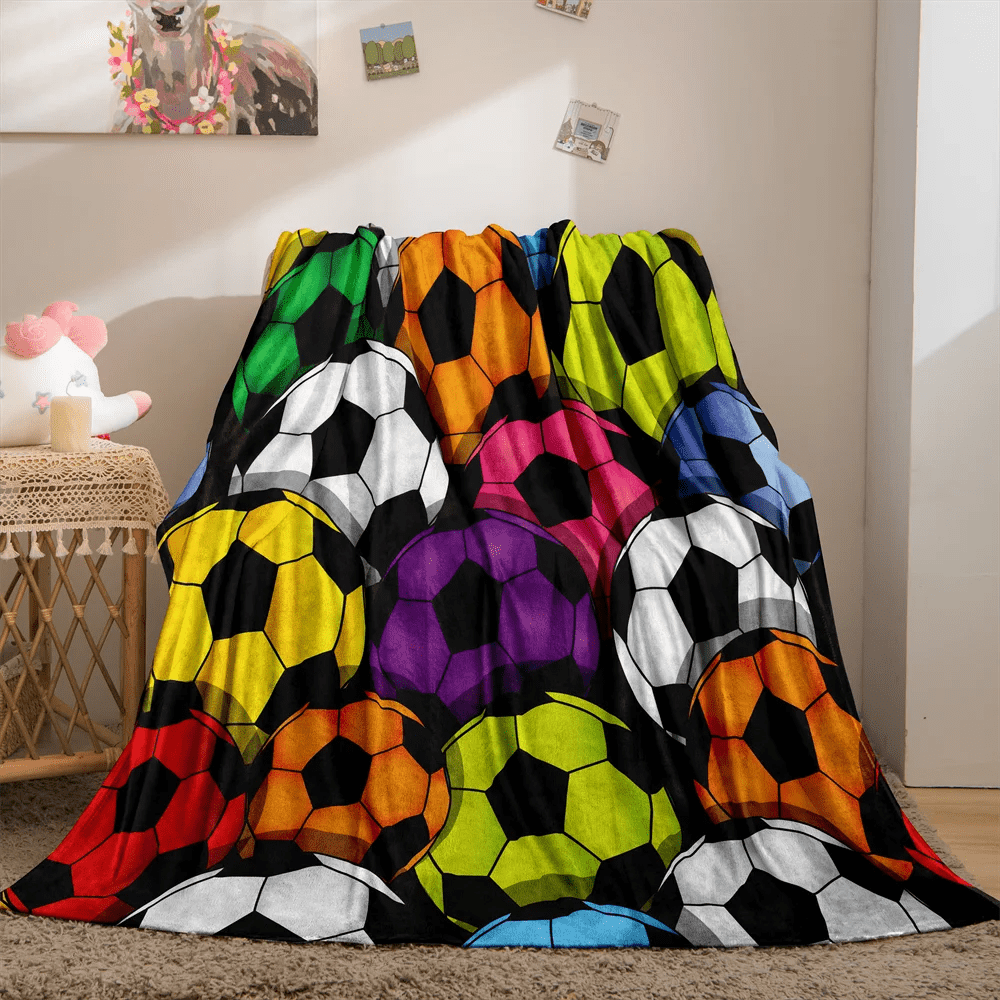 Super Soft Soccer Blanket Lightweight Cozy 3D Printed Blankets for