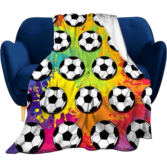 Super Soft Soccer Blanket Lightweight Cozy 3D Printed Flannel Baseball Basketball Throw Blankets for Sport Fans Kids Adults Gifts 50"x40"