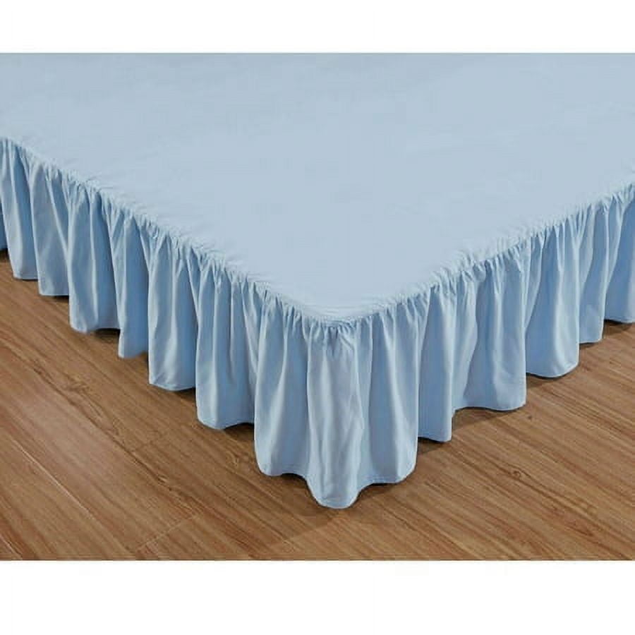 Super Soft Solid Bed Skirt King Size Luxury Brushed Microfiber 14" Light Blue Gathered Dust Ruffle